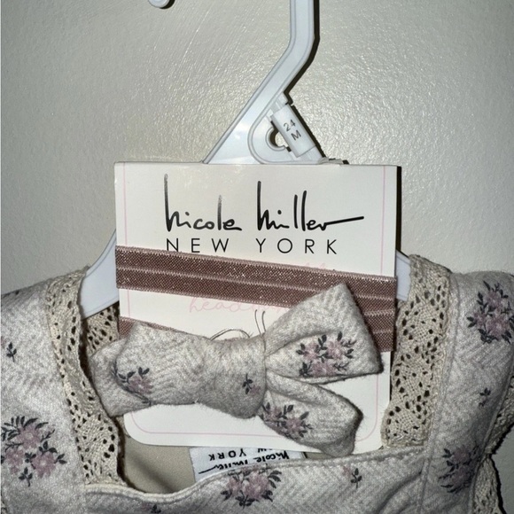 Nicole Miller New York Gray Floral Dress with Bow 24months - Picture 2 of 3